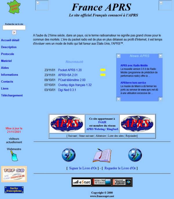 Début de France APRS codé en HTLM